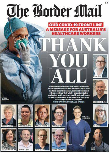 Monday's front page of The Border Mail.