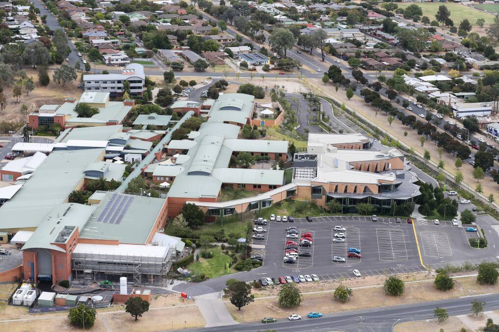 An aerial view of Albury hospital.
