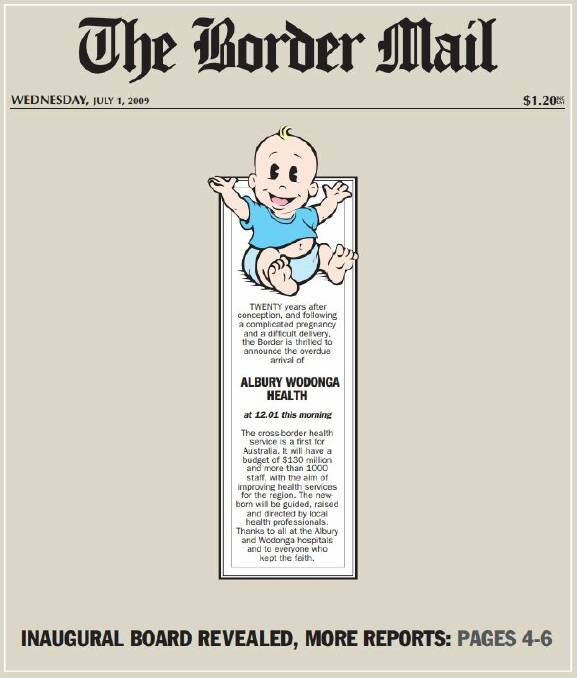 The Border Mail's front page on July 1, 2009.