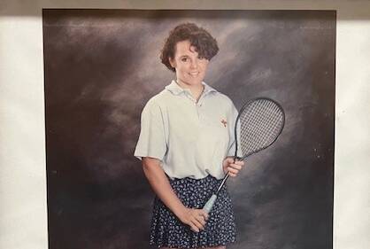 A photo of Peta Murphy, captioned 1990 NSW CHS Softball and 1991 NSW CHS Squash, posted as part of a tribute from her former school, Kooringal High. Picture supplied