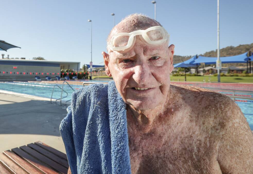 CLOCKWORK: Keith Marshall swims daily at WAVES in Wodonga. Picture: JAMES WILTSHIRE