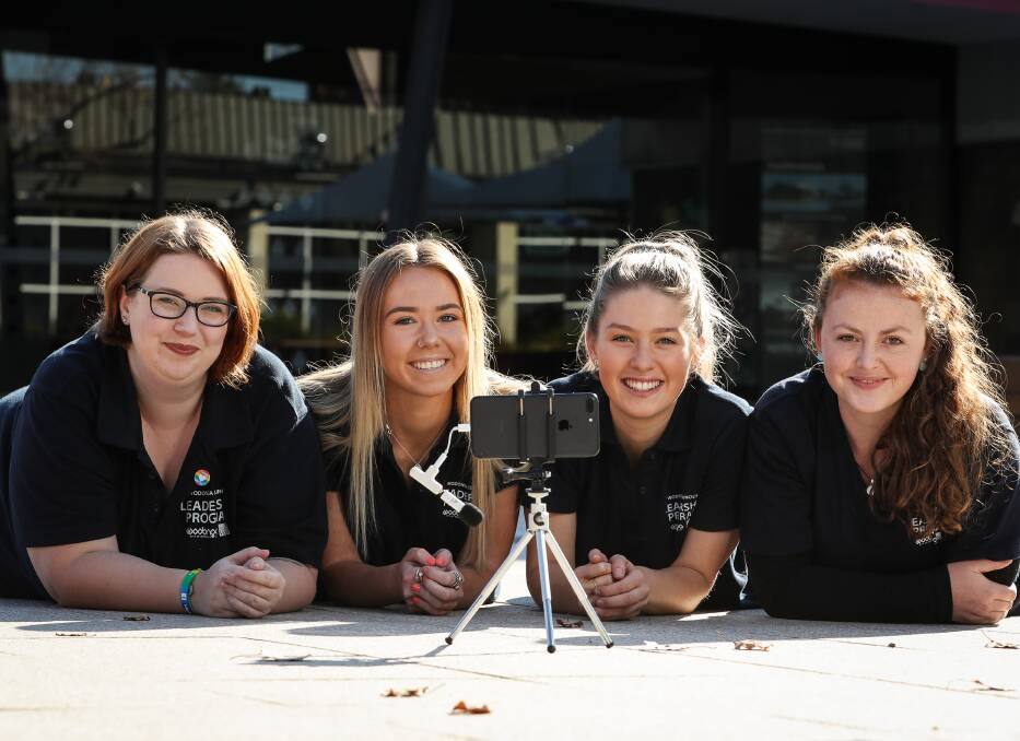 Sheridan Williams with the youth crew members who took part in the "Humans of Wodonga" project she created through Wodonga Council.