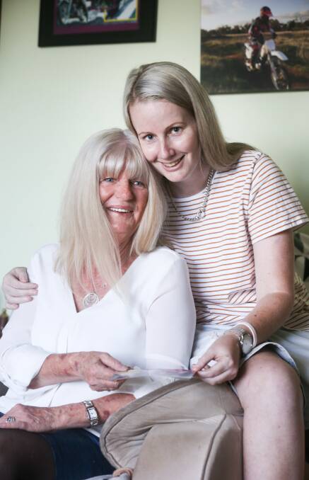 Barb Nicholls at home with her daughter, Jodie Nicholls. Picture: KYLIE ESLER