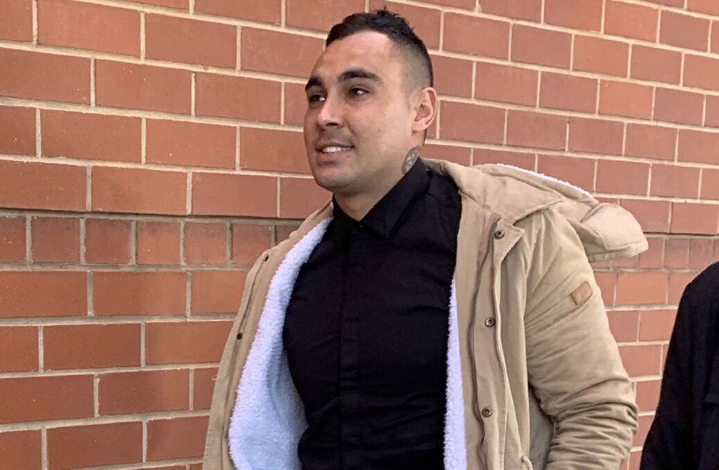 Jarrah Maksymow outside the Albury courthouse before his sentencing in mid-2019. He fronted court again on Tuesday, on fresh charges, via a video link to the Albury police station dock.