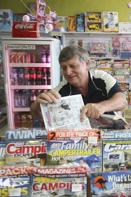 Norm Crisp at work in his newsagency back in 2016. Picture: ELENOR TEDENBORG