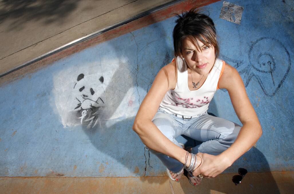 Kate Bland in 2009 when she was fined for not getting permission for stencil works she created at Albury's David Street skate park. Picture: KYLIE ESLER 