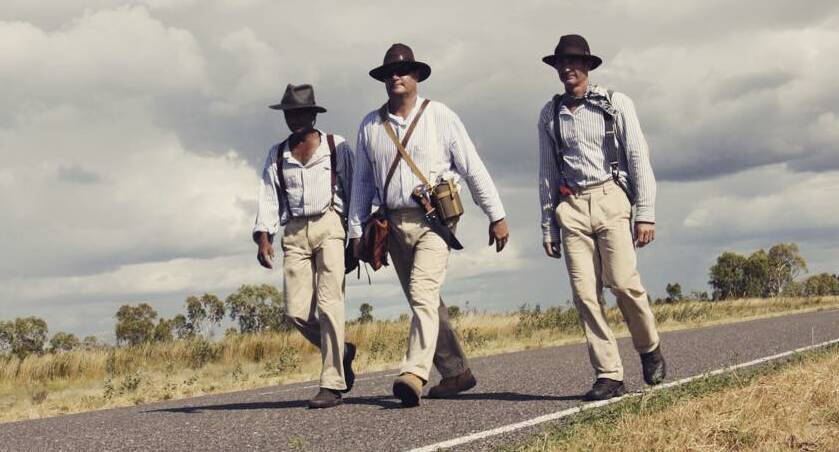 FIGHTING FIT: Richard Borella, centre, on his 1000-kilometre trek across the Northern Territory.