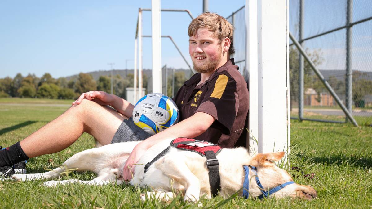 Corey's behaviour improved from the moment he was exposed to a pet therapy dog at Wodonga's Belvoir Special School. A far more dramatic change took place though once Gordy the Labrador moved into his East Albury home.