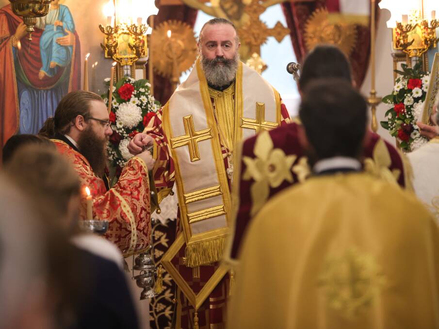 His Eminence Archbishop Makarios says he is very lucky to visit Albury. "It's a very beautiful, vibrant, traditional, faithful community." Pictures by James Wiltshire.