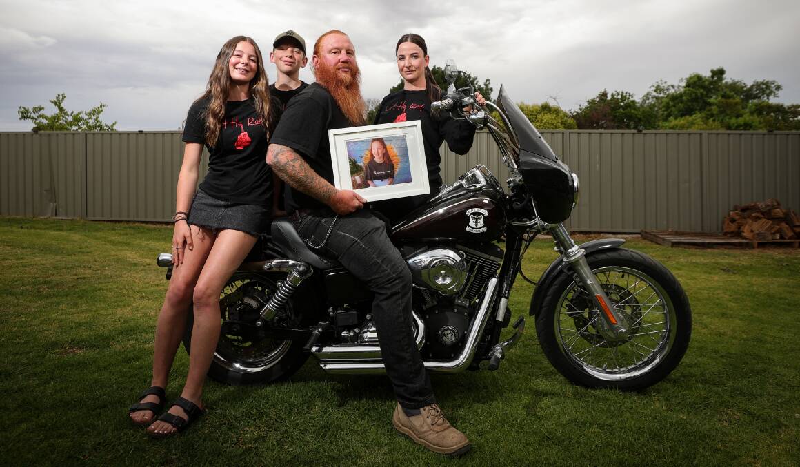 Corowa's Natalie Coall and Nathan Symonds, and children Keeley, 15, and Cayden, 13, will forever cherish and celebrate the life of their oldest child and big sister, Savanna, who died after an asthma attack more than three years ago. Picture by James Wiltshire