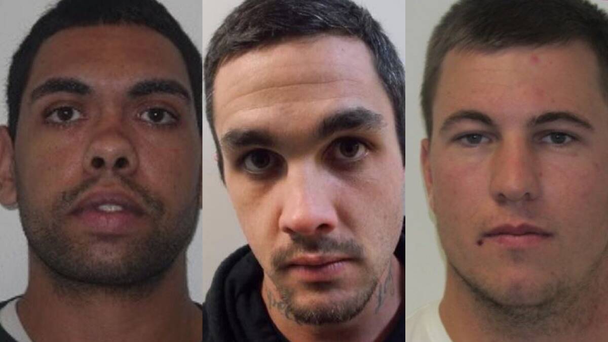 Kevin Michael Kennedy, Nathan Patrick Sullivan and James Strauss, in photos released by police when they were at large several months ago.