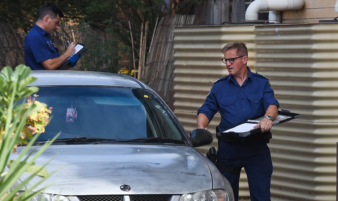 Investigating police at the scene of the alleged North Albury home invasion on March 11.