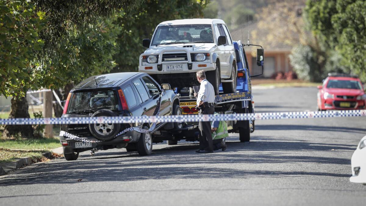 Vehicles are removed from Corowa's Vera Street following the death of Christopher Quirk