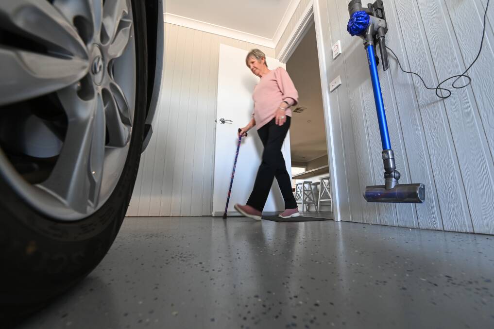 EASE OF ACCESS: Maralyn Allitt's Thurgoona home has been purpose-built with no steps and wider entries. Mrs Allitt lives with the inflammatory condition myositis. Picture: MARK JESSER