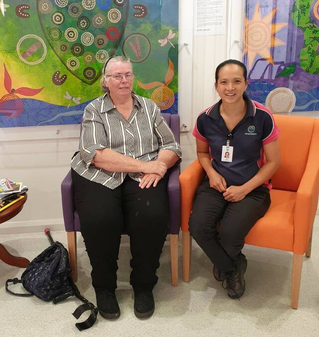 SELF-MANAGEMENT: More than two years after her first knee replacement, Mary Ellis is sticking to her exercise routine, thanks to the support of the complex care program at Northeast Health Wangaratta. Here she talks to physiotherapist Ada Mickan about her goals and how best to achieve them.