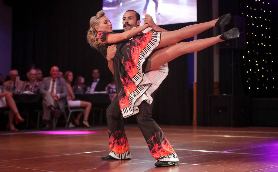 UP IN THE AIR: Skye Sears and Matthew Davies perform in last year's Stars of the Border Dance for Cancer. The 2020 stars now have until May to perfect their moves.
