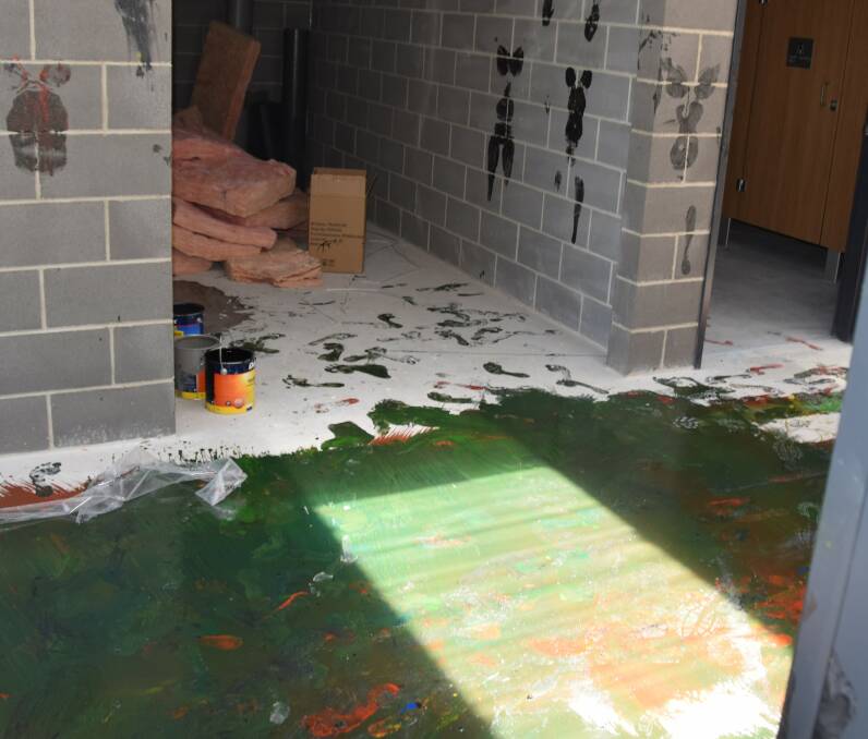 MIXED-UP MESS: The offenders used paint found at the site to wreak havoc.