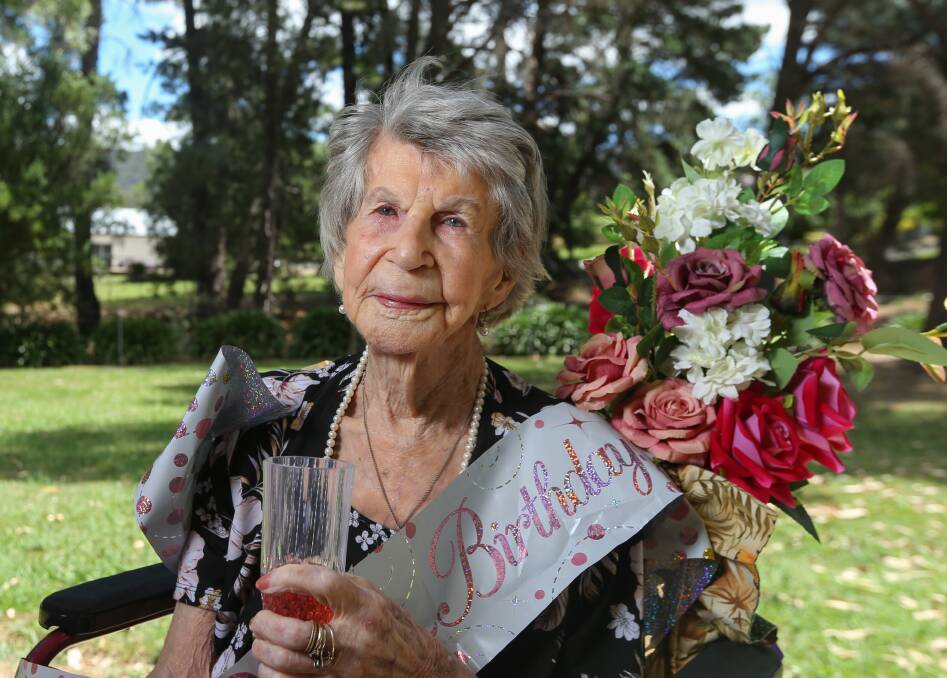 A LIFE WELL LIVED: Hazel Fox, pictured here at her 106th birthday celebrations in 2020, was born in the first year of World War I. "If she wanted something to be done she'd sort of say, 'I better get to and do it'," her daughter recalls.