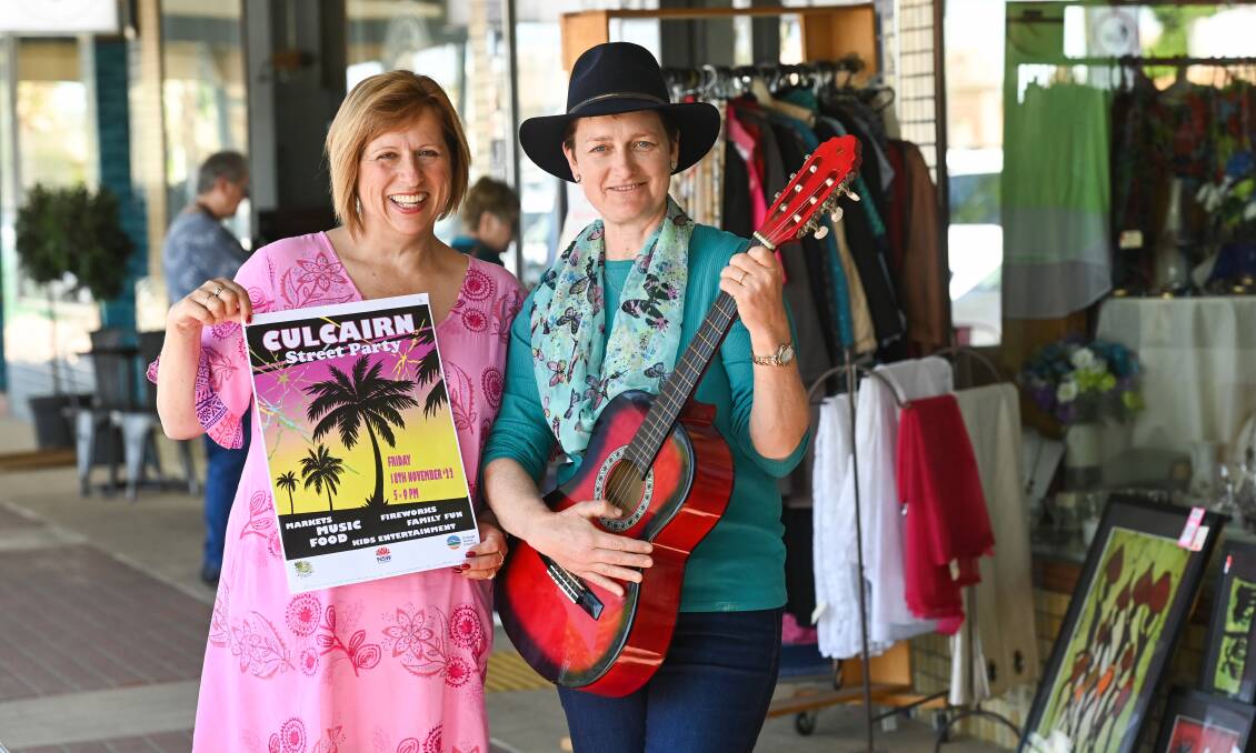 Culcairn Community Development Committee's Michelle Godde and Kirsty Wilksch helped promote their town's street party earlier this month. Picture by Mark Jesser