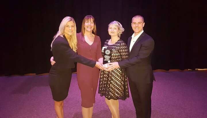 WINNERS: Members of the Albury Northside Chamber of Commerce team celebrate their success at the Murray-Riverina Business Awards in Albury on Friday. 