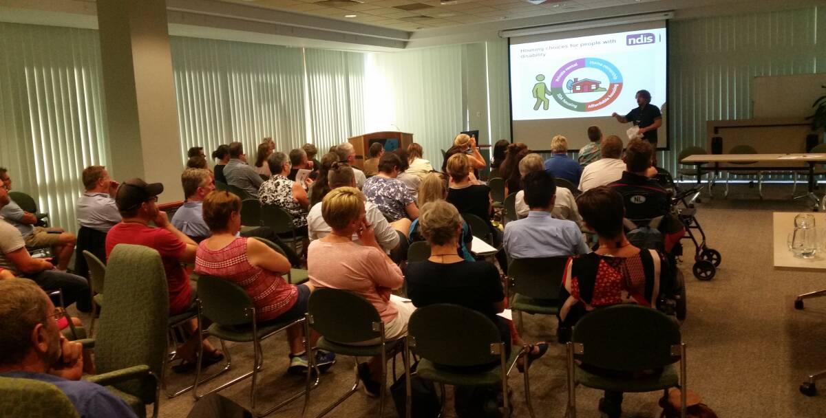 EXPLORING OPTIONS: The forum at the Albury Council offices heard a presentation from the National Disability Insurance Agency about housing support for people with disability. Organisers were pleased by the public response.