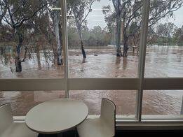 Benalla Council staff posted this Facebook picture of the view outside Benalla Library on Friday morning.