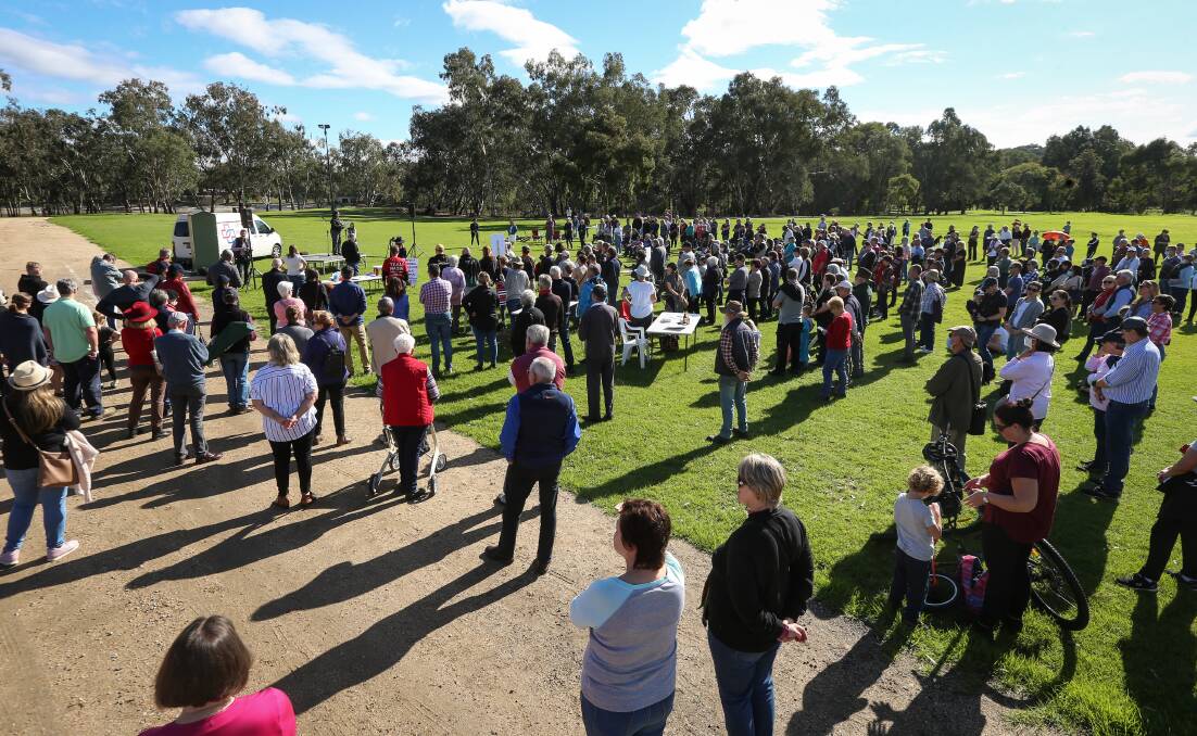 COMMUNITY CONCERN: Border residents listen to speakers calling for a new hospital at the Better Border Health rally in May. Picture: JAMES WILTSHIRE