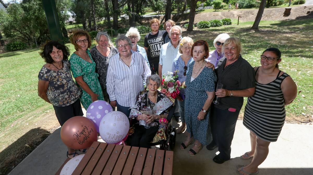 FAMILY CELEBRATION: Friends and family help Hazel Fox enjoy her 106th birthday in 2020.