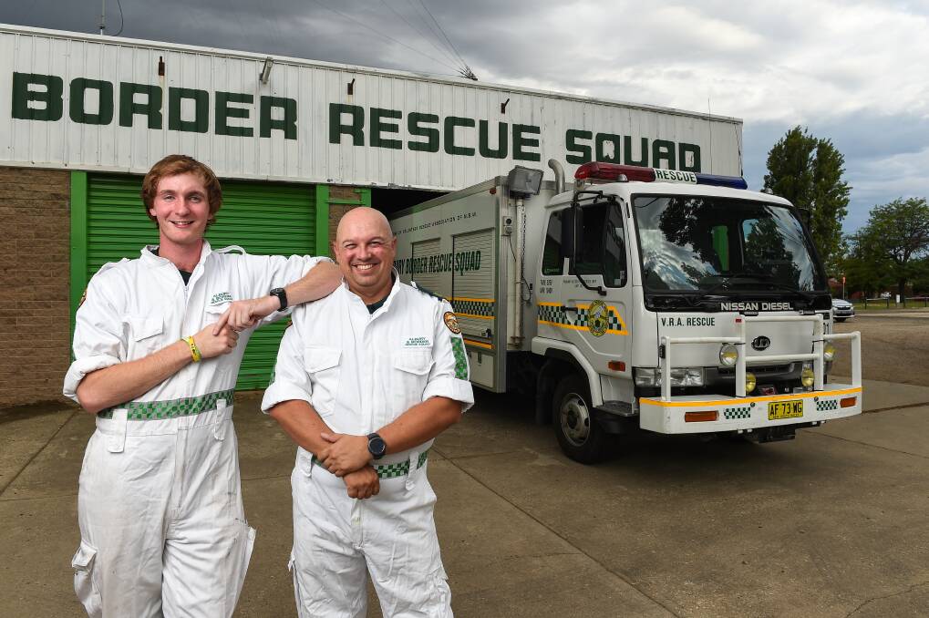 SQUAD MEMBERS: Lavington's Josh Rickard was nominated for a RESCA Award by Albury and Border Rescue Squad captain Paul Marshall, himself an award winner last year. Picture: MARK JESSER
