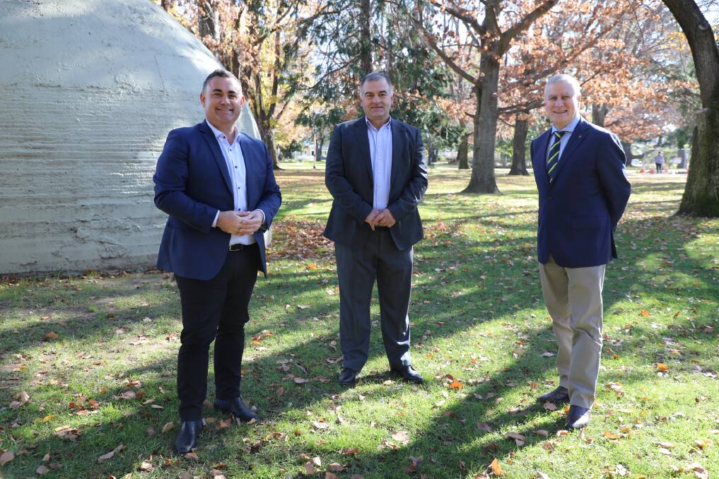 CANDIDATE CONFIRMED: NSW Nationals leader and Deputy Premier John Barilaro, Eden-Monaro Nationals candidate Trevor Hicks and federal Nationals Leader and Deputy Prime Minister Michael McCormack say the online video preselection process was historic. 