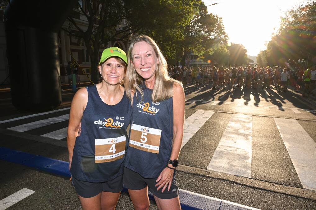 City2City committee co-founders Michelle Hudson and Jen Hayes are together at the start line ahead of the 10th, and final, event on Sunday, February 18. Picture by Mark Jesser