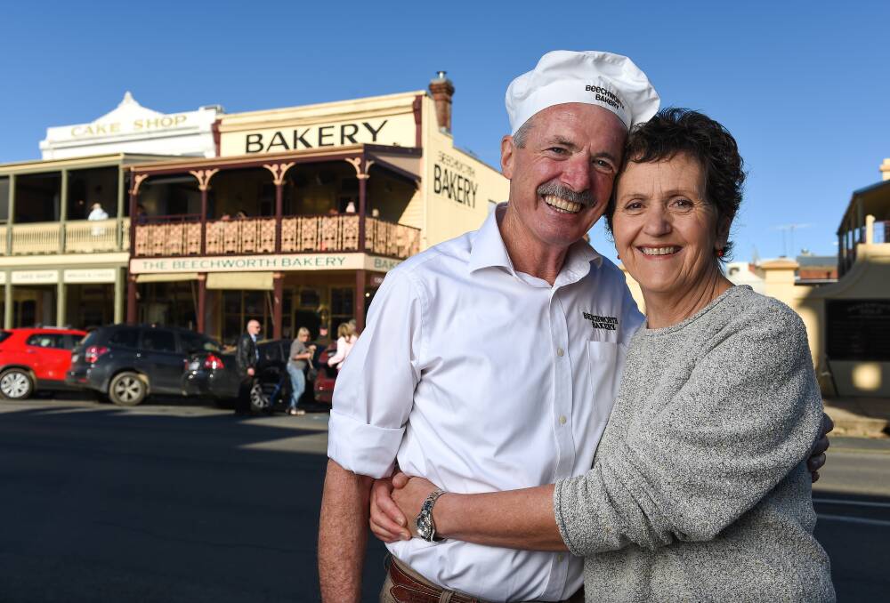 HONOURED BY HONOUR: Tom O'Toole and his wife Christine in Beechworth on Sunday. "I feel a real fraud, there's so many people out there and so many people behind me making me look good," Mr O'Toole says of his OAM. Picture: MARK JESSER