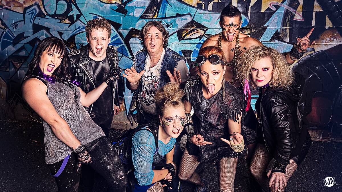 HARD DECISIONS: We Will Rock You cast members Dianne McKie and Jonathon Gardner.John Parry, Charissa Wade, Chantelle Hutchins, Mali McKie and Louise Phegan. Picture: BJM MEDIA