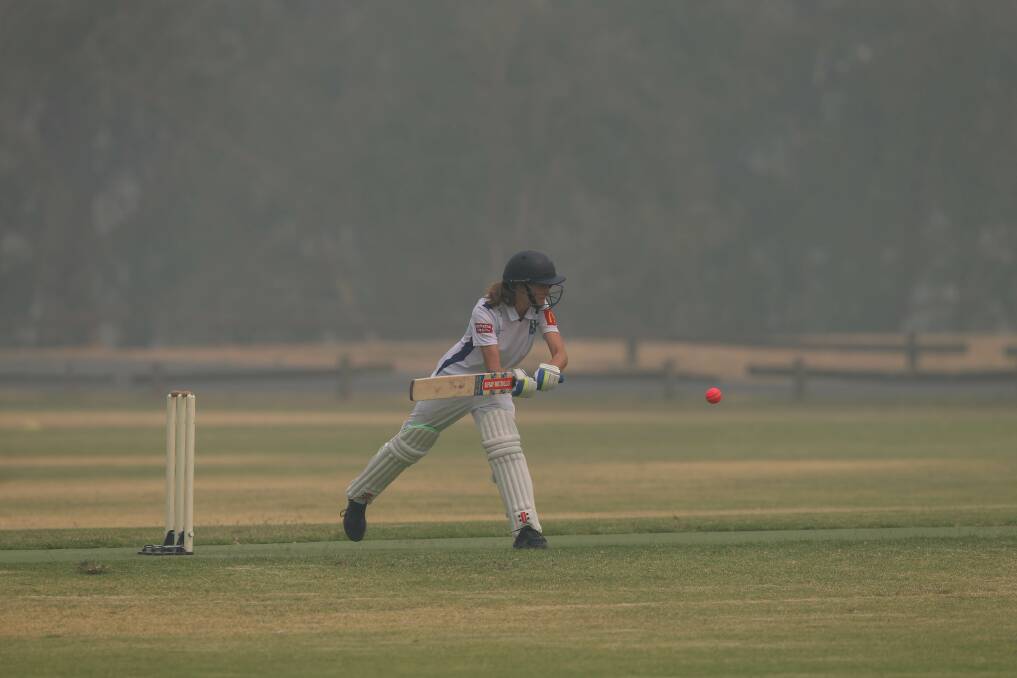 CHALLENGING CONDITIONS: Alyssa Priest bats in the junior country week cricket carnival on Thursday. Picture: TARA TREWHELLA