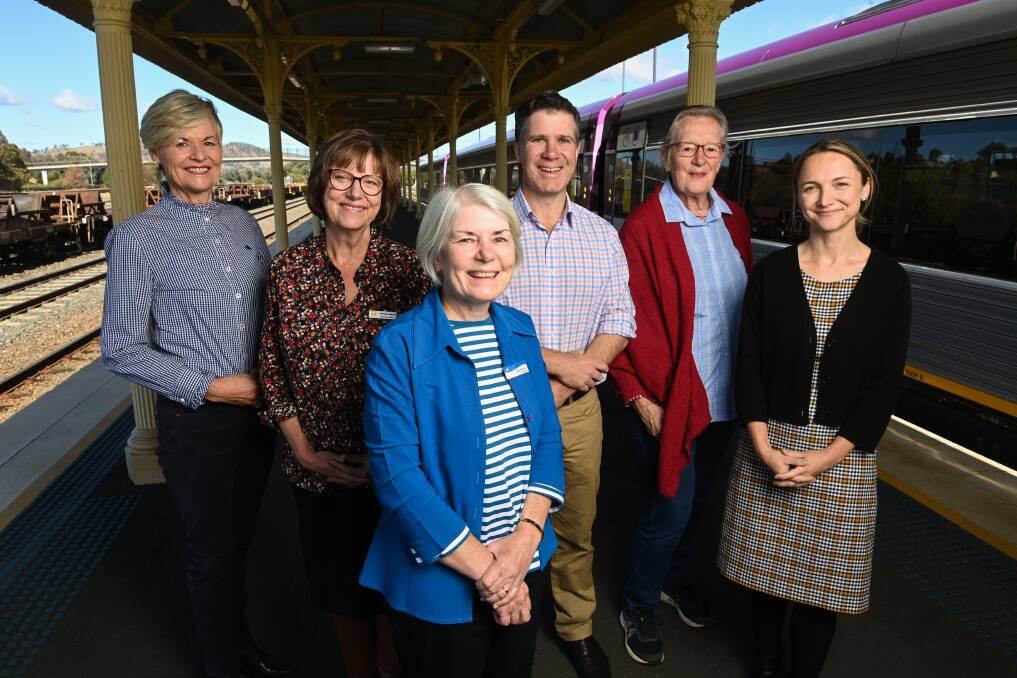 MENTORING PROGRAM: Introducing the Fischer Community Leadership Program on Wednesday are Mary Hoodless, Glenys Atkins, Judy Charlton (Alpine Valleys Community Leadership), Albury MP Justin Clancy, Vicki Baudry and Beth Sainty-Gale (Border Trust board member). Picture: MARK JESSER