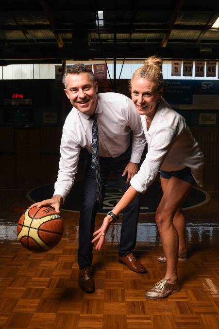 FRIENDLY COMPETITION: Graeme Simpfendorfer and Georgie Bruce think the combination of police and athletes will make for a willing contest, all for a good cause, on Saturday. Picture: MARK JESSER