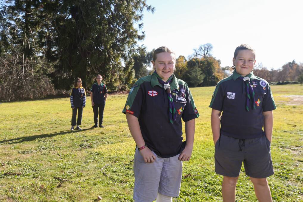 ACTIVITIES RESUME: North East scouting groups are starting to gather again now coronavirus restrictions are easing. Beechworth scouts Abbie Gladstone, 12, and Douglas Gladstone, 11, enjoy being outdoors with fellow members. Picture: TARA TREWHELLA
