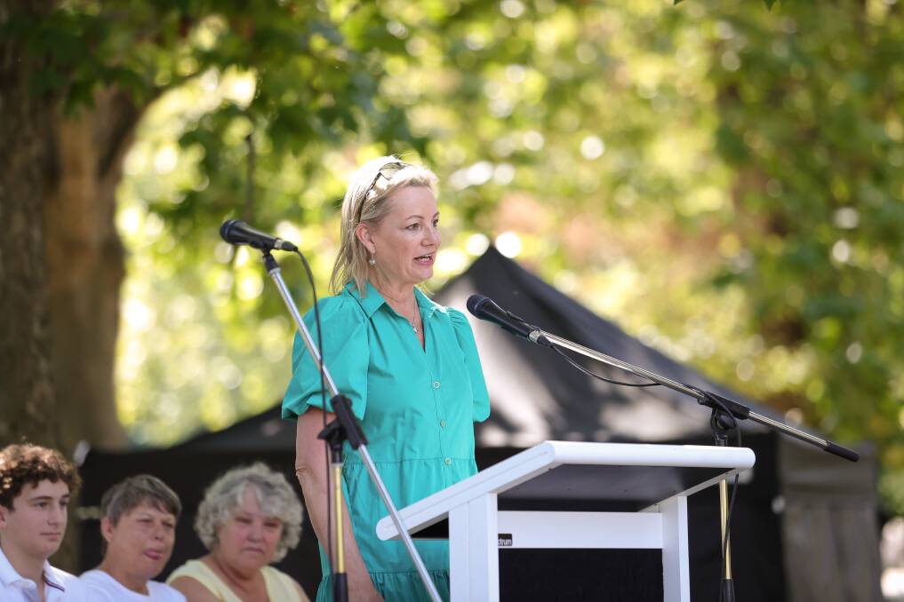 Farrer MP Sussan Ley speaks at this year's Albury Australia Day ceremony. Picture by James Wiltshire