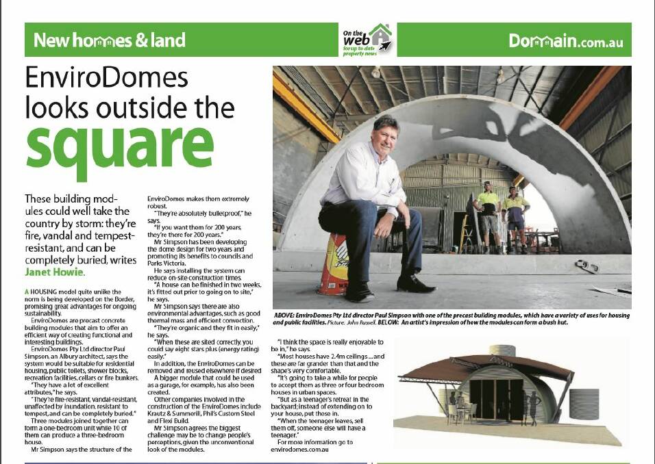 FLASHBACK: Paul Simpson explains the EnviroDome concept to The Border Mail in March 2013.
