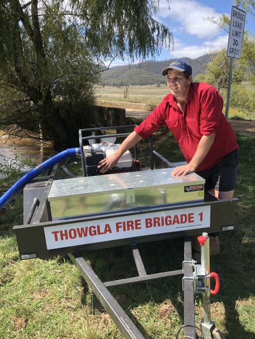 FUNDRAISING EFFORT: James Paton, of Thowgla Valley Fire Brigade, is grateful for donations that have gone towards three quick-fill pumps. Picture: SUPPLIED
