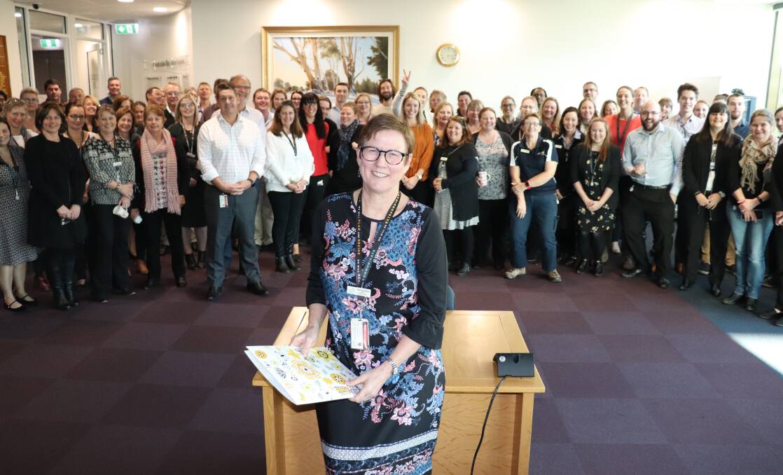 SO LONG, FAREWELL: Wangaratta Council colleagues mark the last day of corporate services director Ruth Kneebone on Friday. She is moving on after 25 years of service.