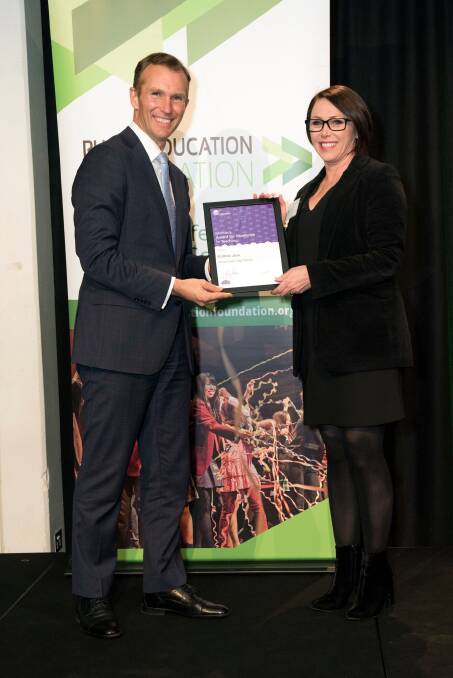 RECOGNITION: James Fallon High School head teacher of creative and performing arts Katrina Joss receives a NSW Minister’s Award for Excellence in Teaching on Wednesday.