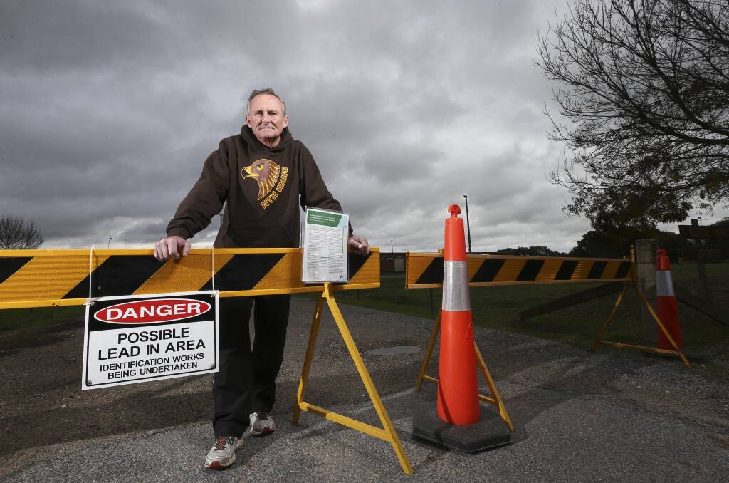 LONG HAUL: North Wangaratta Football Netball Club president Gary O'Keefe in June 2016, soon after the oval was closed owing to lead contamination. Nearly two years later, the club still has no home ground.