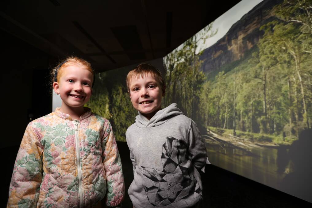 Scarlette Strandberg and Bastian Elliott, both 6, are two of the youngsters taking part in the Murray Art Museum Albury holiday activities. Picture by James Wiltshire