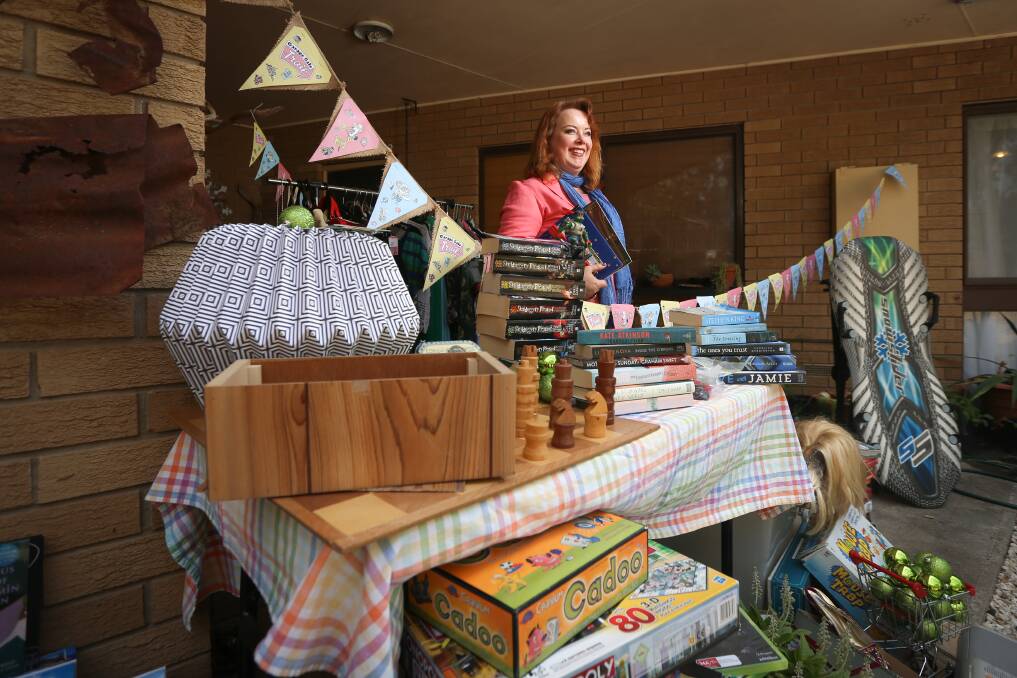 COVID SAFE SALE: Brenda Kausche will have posters, sanitiser, smaller items in sealed bags and encourage social distancing during her garage sale in Miller Street, Albury. Picture: JAMES WILTSHIRE
