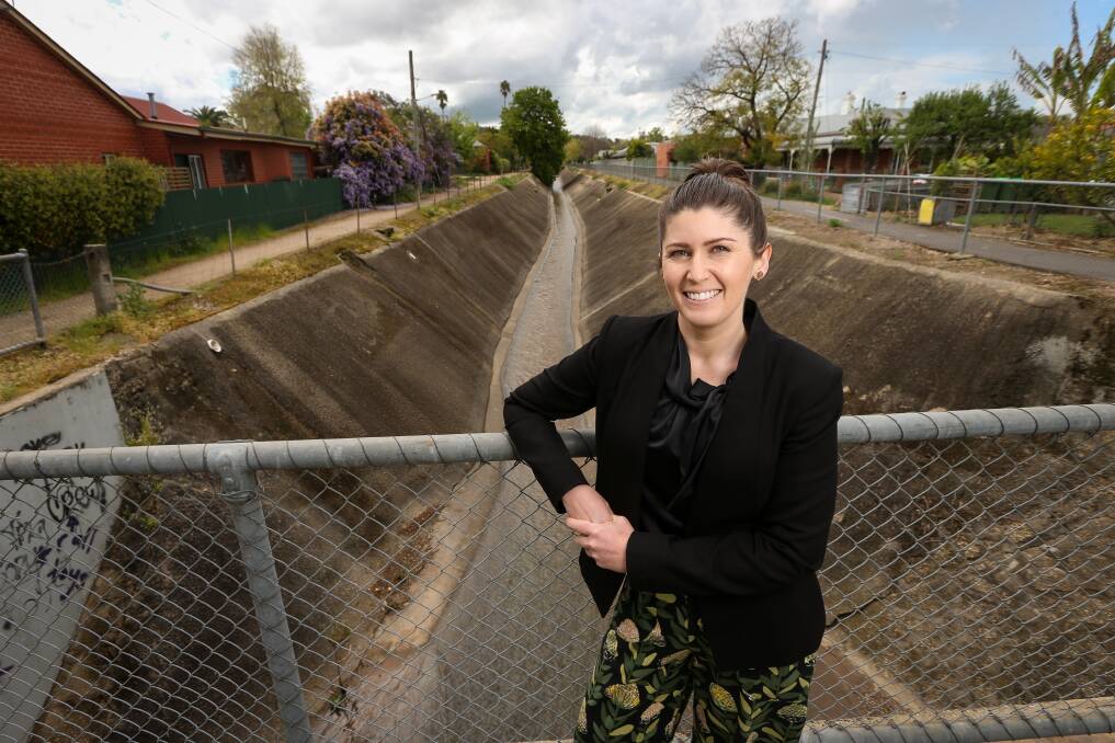 POTENTIAL: Ashley Edwards, the lead Greens candidate in December's Albury Council elections, wants to see the canals revitalised over time. Picture: JAMES WILTSHIRE