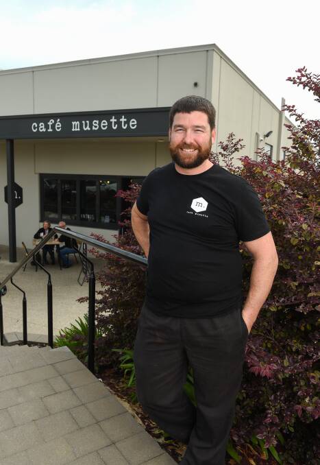 BUSY INTRODUCTION: Craig Scolyer, of Cafe Musette, admits he may have underestimated the pace of a morning shift. The Albury chef has an interest in smoked meat. "I really enjoy food by fire," he says. Picture: MARK JESSER