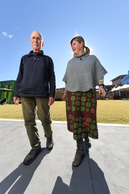 HEALTH AND WELLBEING: East Albury's Michael Letch walks every day, providing valuable feedback to Walkability in regional Australia project leader Rachel Whitsed. Picture: MARK JESSER
