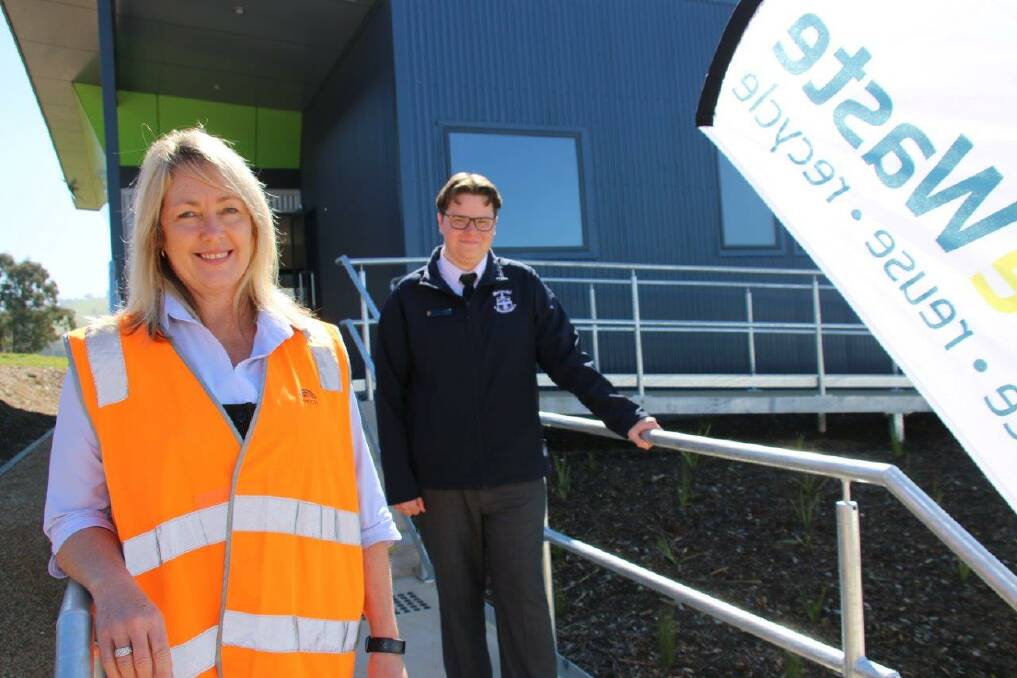COMMUNITY FACILITY: Albury Council team leader, resource recovery, Andrea Baldwin, and youth mayor Eli Davern outside the news SMART Centre.