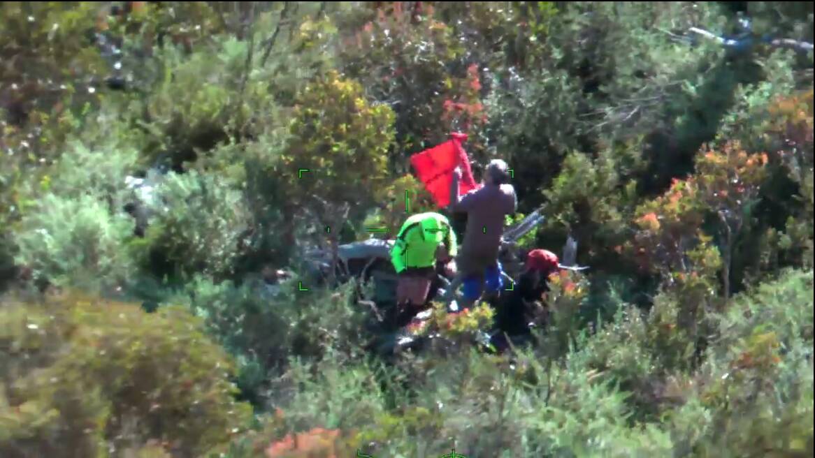 A still from footage of the rescue carried out at Mount Bogong on Sunday, March 3. Picture supplied
